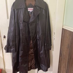 Gregory Black Leather Trench Coat for Women